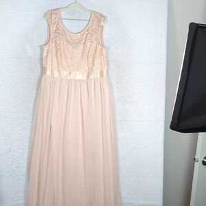 Ever‎ Pretty Women's Pink Lace Sleeveless Tulle Maxi Dress Size 2XL